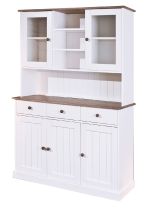 Credenza Bianco 3 Cassetti 4 Ripiani 131x45x181h cm, Apertura Battente - Loranze