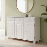 Credenza Bianco 3 Cassetti un Ripiano 130x43x87h cm, Apertura Battente - Gragnano