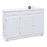 Credenza Bianco 3 Cassetti un Ripiano 130x43x87h cm, Apertura Battente - Gragnano