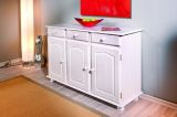 Credenza Bianco 3 Cassetti un Ripiano 130x43x87h cm, Apertura Battente - Gragnano