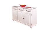 Credenza Bianco 3 Cassetti un Ripiano 130x43x87h cm, Apertura Battente - Gragnano