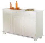 Credenza Bianco 3 Cassetti un Ripiano 130x43x87h cm, Apertura Battente - Gragnano