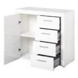 Credenza Bianco 4 Cassetti un Ripiano 94x86x40h cm, Apertura Battente - Baganza