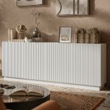 Credenza Bianco 4 Ripiani 4 Ante 200x40x78h cm, 8 Vani - Masainas