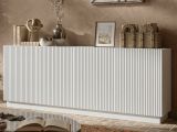 Credenza Bianco 4 Ripiani 4 Ante 200x40x78h cm, 8 Vani - Masainas