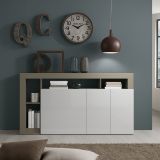 Credenza Bianco 4 Ripiani Apertura Battente 146x42x93h cm, 3 Ante Made in Italy - Americano