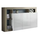 Credenza Bianco 4 Ripiani Apertura Battente 146x42x93h cm, 3 Ante Made in Italy - Americano
