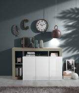 Credenza Bianco 4 Ripiani Apertura Battente 146x42x93h cm, 3 Ante Made in Italy - Americano