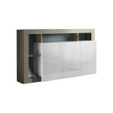 Credenza Bianco 4 Ripiani Apertura Battente 146x42x93h cm, 3 Ante Made in Italy - Americano