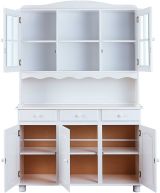 Credenza Bianco 6 Ripiani 3 Cassetti 130x32x198h cm, 5 Ante - Presezzo