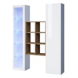 Credenza Bianco 8 Ripiani 16 Vani 40x30x180h cm, 2 Ante - Rimella