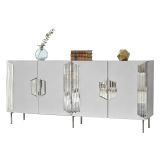 Credenza Bianco Argento 4 Ripiani 4 Ante 180x40x80h cm, 8 Vani - Trigolo