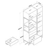 Credenza Bianco Bianco 8 Ripiani 3 Cassetti 100x40x199h cm, 2 Ante - Lotzorai