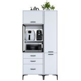 Credenza Bianco Bianco 8 Ripiani 3 Cassetti 100x40x199h cm, 2 Ante - Lotzorai