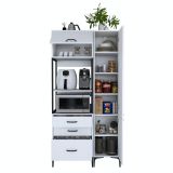 Credenza Bianco Bianco 8 Ripiani 3 Cassetti 100x40x199h cm, 2 Ante - Lotzorai
