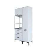 Credenza Bianco Bianco 8 Ripiani 3 Cassetti 100x40x199h cm, 2 Ante - Lotzorai