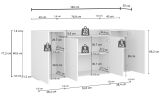 Credenza Bianco Cashmere Marrone Rovere Chiaro 6 Ripiani Apertura Battente 160x35x70h cm, 4 Ante Made in Italy - Swink