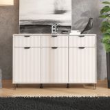 Credenza Bianco Crema 3 Ripiani 3 Cassetti 138x40x90.5h cm, 6 Vani - Paglieta