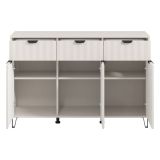Credenza Bianco Crema 3 Ripiani 3 Cassetti 138x40x90.5h cm, 6 Vani - Paglieta