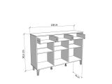 Credenza Bianco Crema 3 Ripiani 3 Cassetti 138x40x90.5h cm, 6 Vani - Paglieta