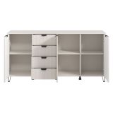 Credenza Bianco Crema 3 Ripiani 4 Cassetti 182.5x40x90.5h cm, 6 Vani - Paglieta