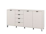 Credenza Bianco Crema 3 Ripiani 4 Cassetti 182.5x40x90.5h cm, 6 Vani - Paglieta