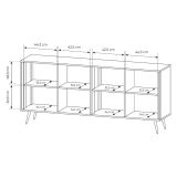 Credenza Bianco Crema 4 Ripiani con Piedini 110x40x78h cm, 8 Vani - Harero