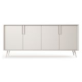 Credenza Bianco Crema 4 Ripiani con Piedini 110x40x78h cm, 8 Vani - Harero