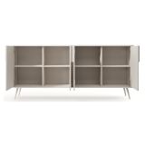 Credenza Bianco Crema 4 Ripiani con Piedini 110x40x78h cm, 8 Vani - Harero