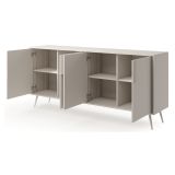 Credenza Bianco Crema 4 Ripiani con Piedini 110x40x78h cm, 8 Vani - Harero