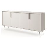 Credenza Bianco Crema 4 Ripiani con Piedini 110x40x78h cm, 8 Vani - Harero