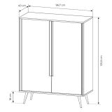 Credenza Bianco Crema 4 Ripiani con Piedini 97x40x126h cm, 6 Vani - Harenoma