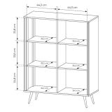 Credenza Bianco Crema 4 Ripiani con Piedini 97x40x126h cm, 6 Vani - Harenoma