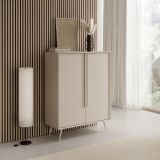 Credenza Bianco Crema 4 Ripiani con Piedini 97x40x126h cm, 6 Vani - Harenoma