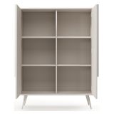 Credenza Bianco Crema 4 Ripiani con Piedini 97x40x126h cm, 6 Vani - Harenoma