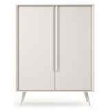 Credenza Bianco Crema 4 Ripiani con Piedini 97x40x126h cm, 6 Vani - Harenoma