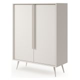 Credenza Bianco Crema 4 Ripiani con Piedini 97x40x126h cm, 6 Vani - Harenoma