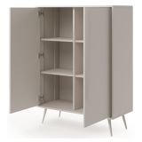 Credenza Bianco Crema 4 Ripiani con Piedini 97x40x126h cm, 6 Vani - Harenoma