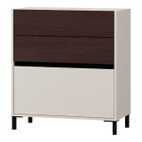 Credenza Bianco Crema Marrone Noce 3 Cassetti un Ripiano 80x40x88h cm, con Piedini - Amed