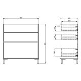Credenza Bianco Crema Marrone Noce 3 Cassetti un Ripiano 80x40x88h cm, con Piedini - Amed