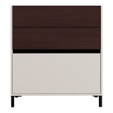 Credenza Bianco Crema Marrone Noce 3 Cassetti un Ripiano 80x40x88h cm, con Piedini - Amed