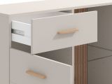 Credenza Bianco Crema Marrone Rovere 2 Cassetti 3 Ripiani 154x41.5x89h cm, Apertura Battente e Scorrevole - Nereto