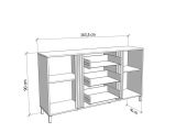 Credenza Bianco Crema Marrone Rovere 2 Ripiani 3 Cassetti 163.5x40x90h cm, 2 Ante - Frisanco