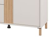 Credenza Bianco Crema Marrone Rovere 2 Ripiani 3 Cassetti 163.5x40x90h cm, 2 Ante - Frisanco
