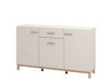 Credenza Bianco Crema Marrone Rovere 3 Ripiani un Cassetto 154x41.5x89h cm, 3 Ante - Pianico