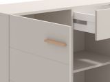 Credenza Bianco Crema Marrone Rovere 3 Ripiani un Cassetto 154x41.5x89h cm, 3 Ante - Pianico