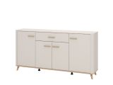 Credenza Bianco Crema Marrone Rovere 3 Ripiani un Cassetto 179.5x40x90.5h cm, 4 Ante - Illorai
