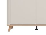 Credenza Bianco Crema Marrone Rovere 3 Ripiani un Cassetto 179.5x40x90.5h cm, 4 Ante - Illorai