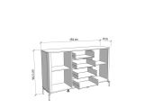 Credenza Bianco Crema Marrone Rovere Nodi 2 Ripiani 4 Cassetti 154x40x90.5h cm, 2 Ante - Illorai