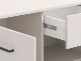 Credenza Bianco Crema Nero 2 Cassetti 4 Ripiani 183x40x90h cm, Apertura Battente, Scorrevole - Grondona